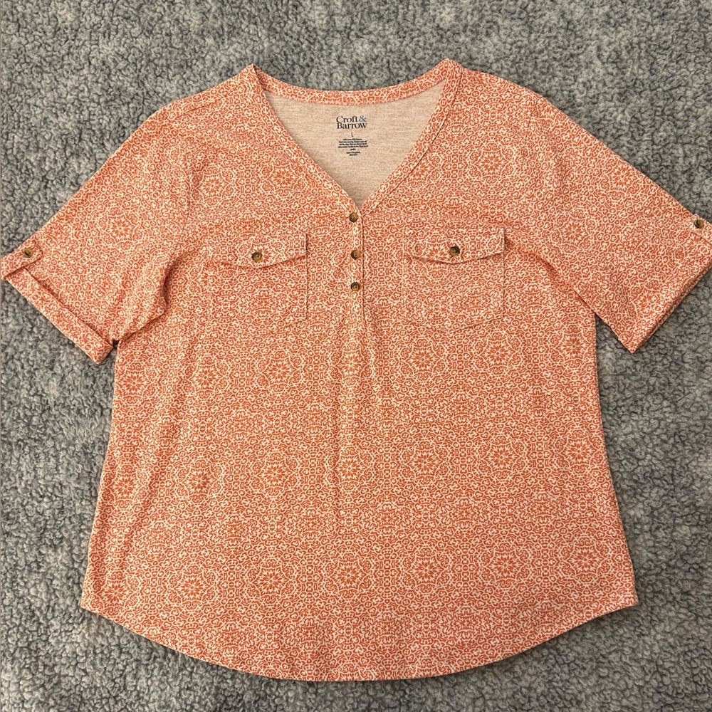 Croft & Barrow Women's Orange Short Sleeve Top